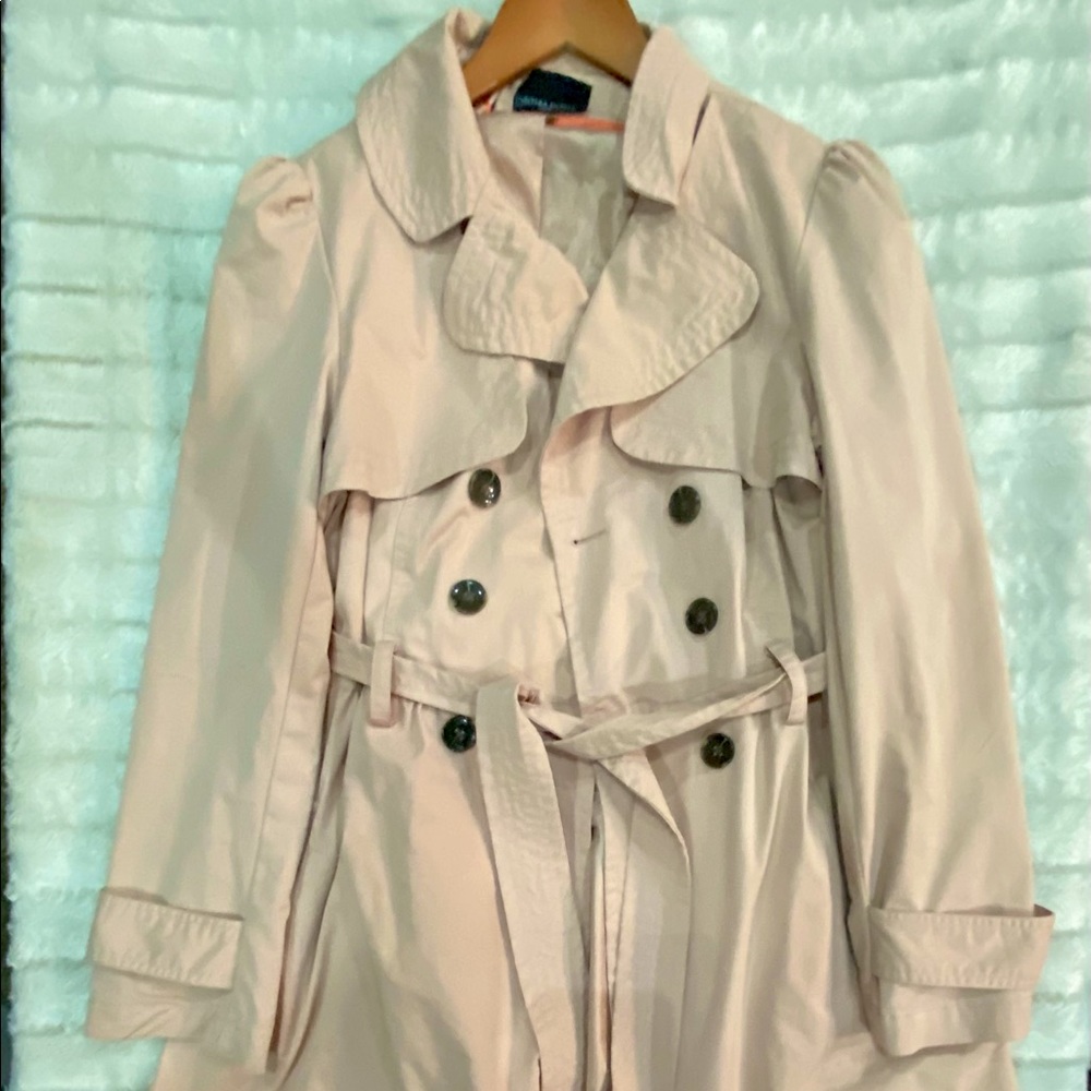 Light Pink button up : tie around Peacoat